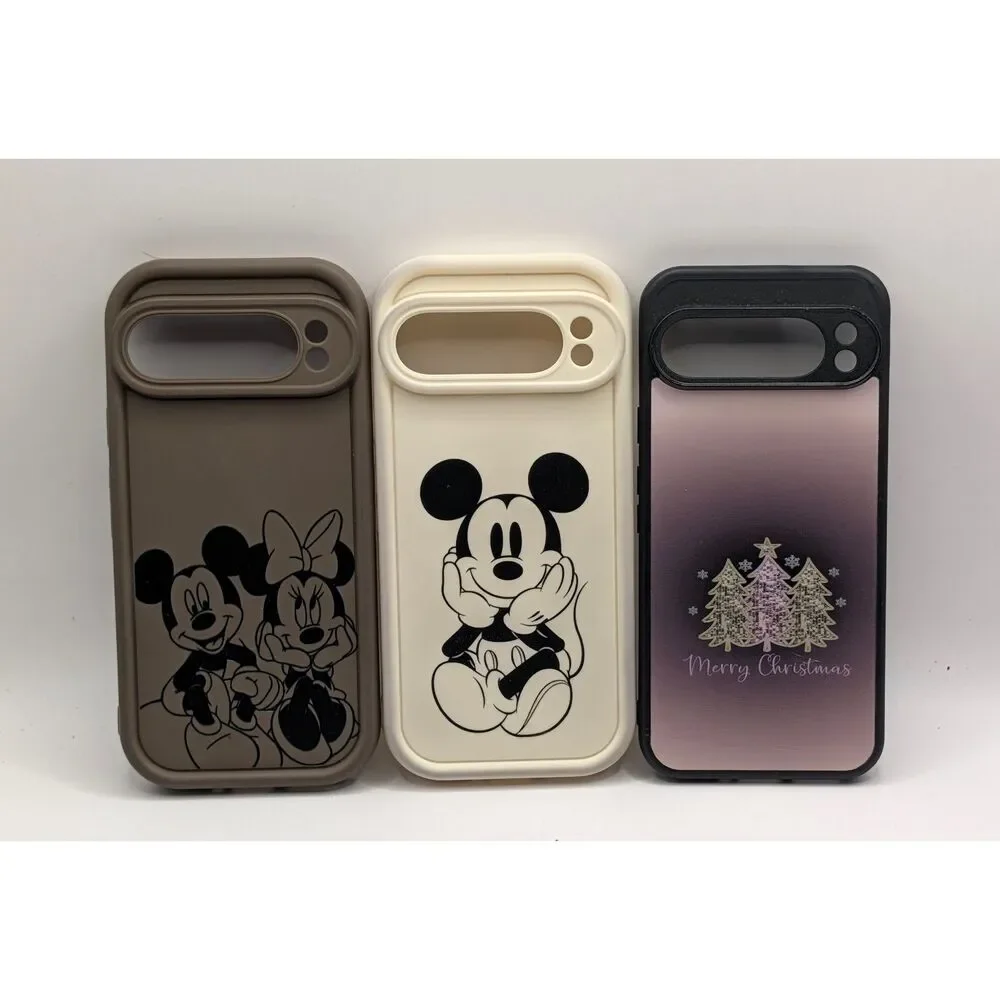 Goggle Pixel 9 Pro XL Disney Mickey Mouse & Christmas Phone Cases Bundle of 3